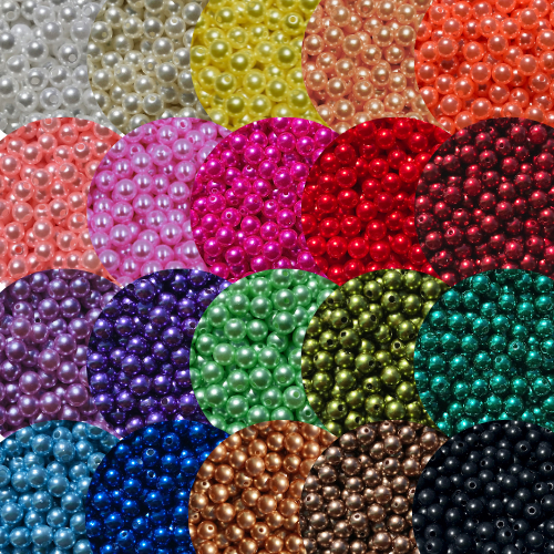 150 Unidades Pérola 6MM Inteira Furo Pulseira Laços Chinelo Miçanga Missanga