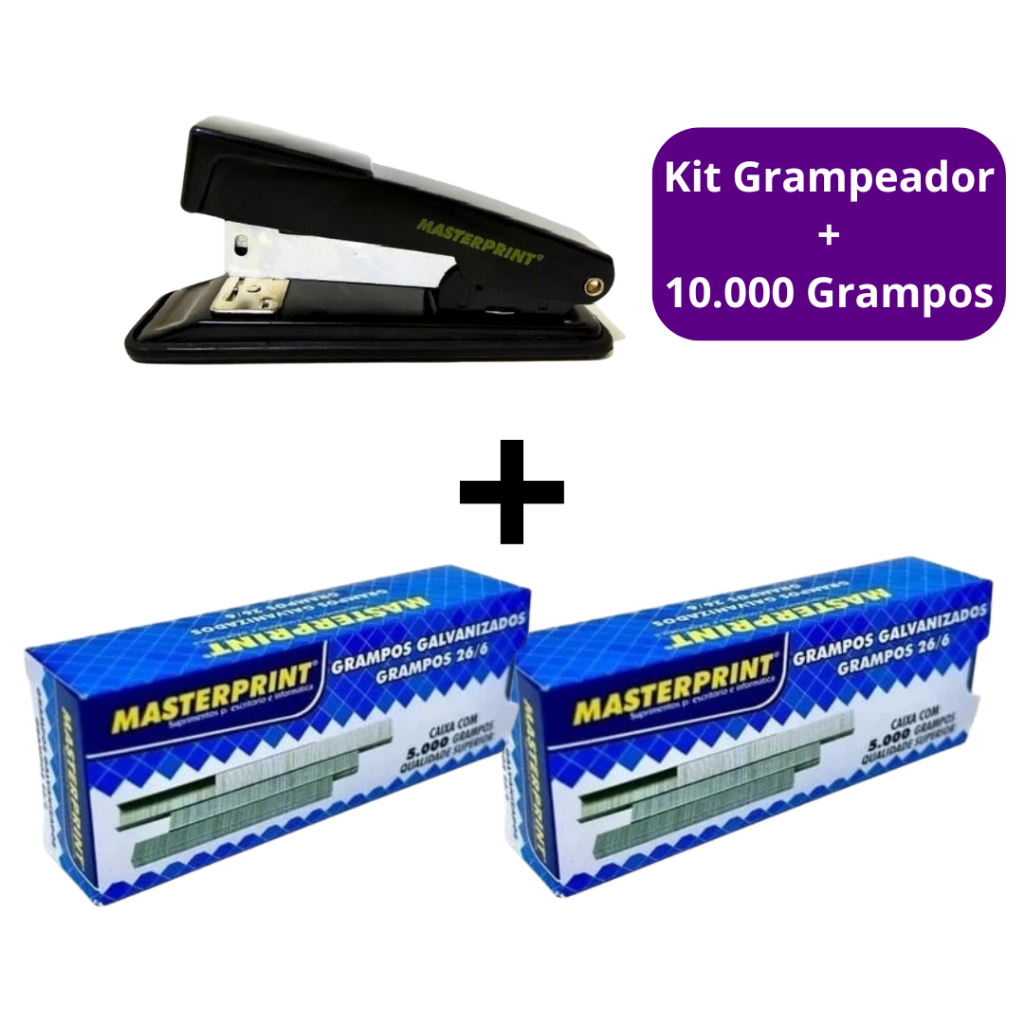 Kit Grampeador de Metal mp300 + 10.000 Grampos 26/6 Galvanizado Masterprint em Oferta na Shopee