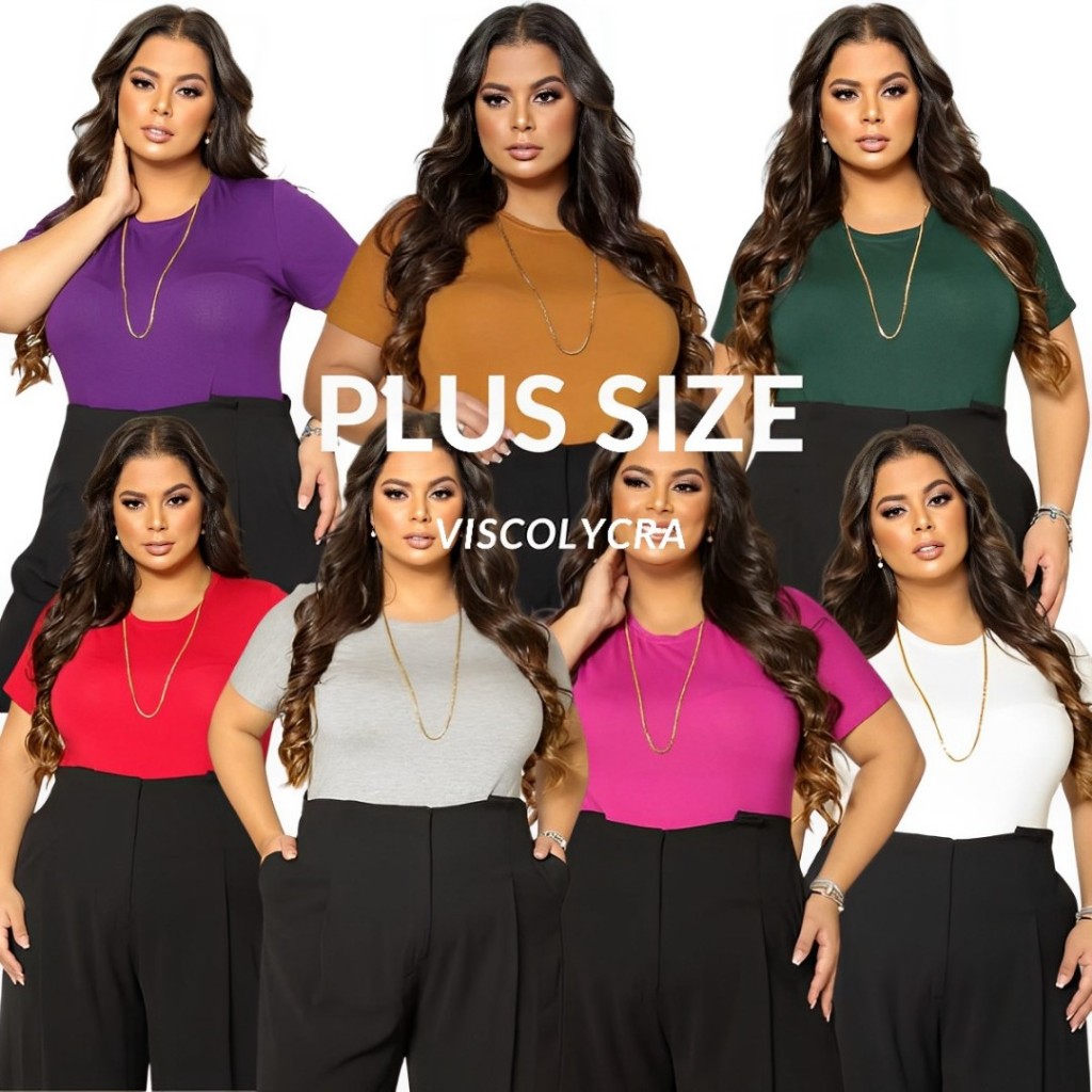 Kit 7 Camisetas Plus Size Feminina Academia Malha confortável Tamanho Extra Qualidade Impecável em Oferta na Shopee