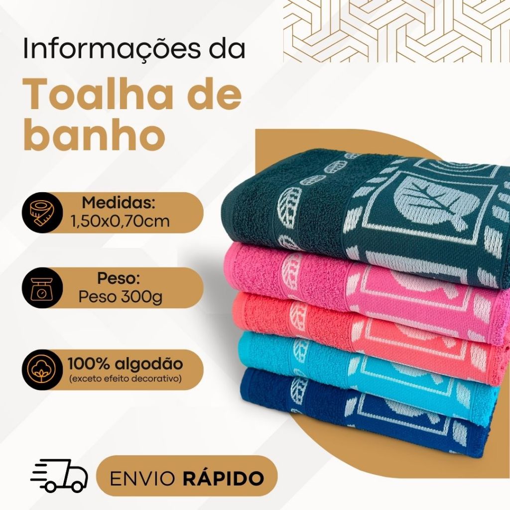 Kit 2 Toalhas de Banho Gigante 1.40 x 70 Cm 100% Algodão — imagem 2 de 2