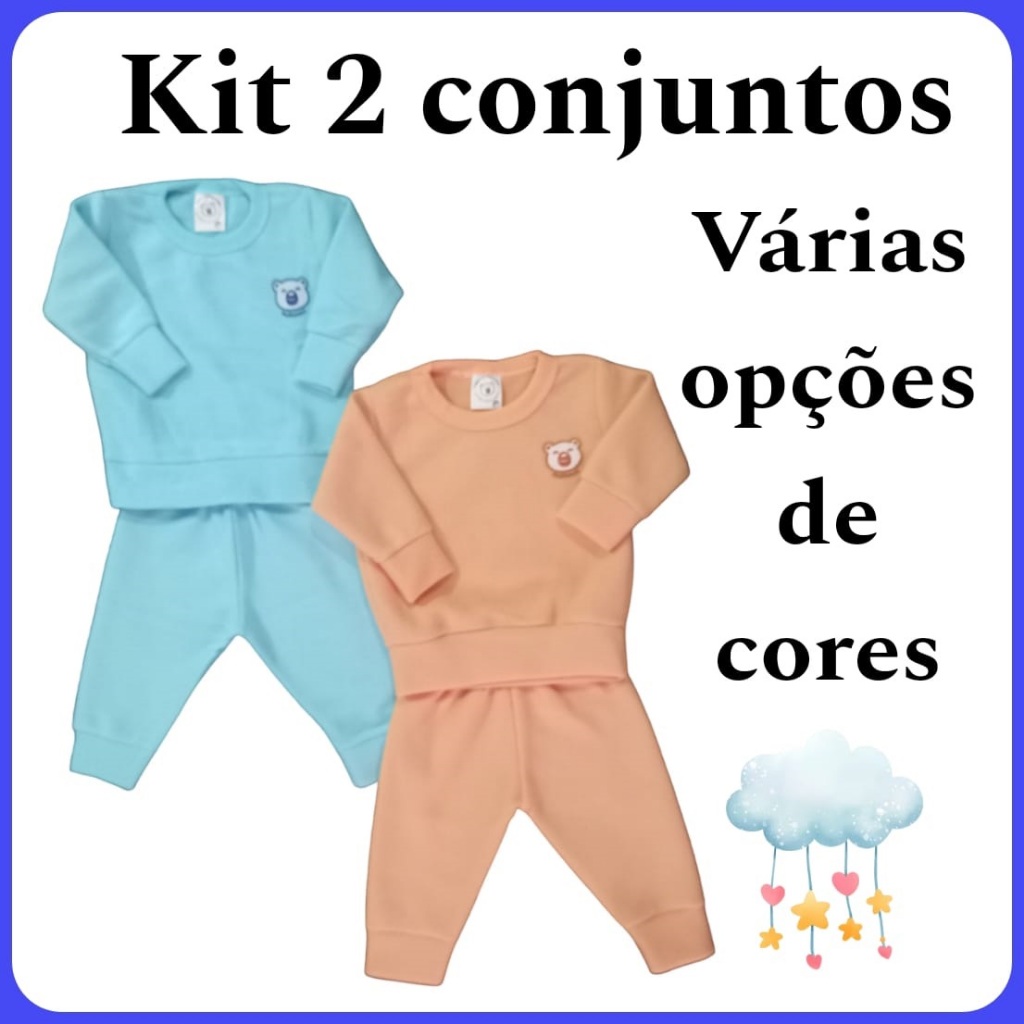 Kit 2 Conjunto Pijama Unisoft bebe 1 / 2 / 3 inverno infantil menino e menina