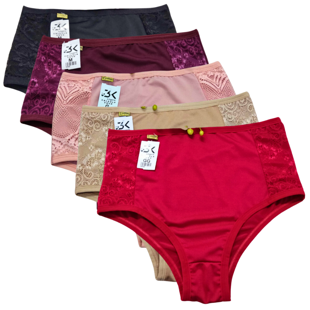 Kit de Calcinha Calçola Senhora Plus Size e Regular Feminino Cintura Alta Lateral larga em Oferta na Shopee