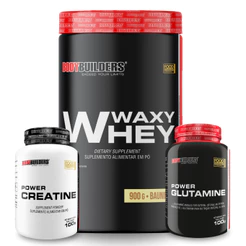 Kit Whey Protein Waxy Whey Pote 900g + Power Creatina 100g + Power Glutamina 100g - Bodybuilders