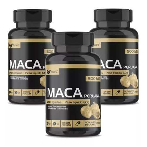 3x Maca Peruana 120 Cápsulas - Muwiz