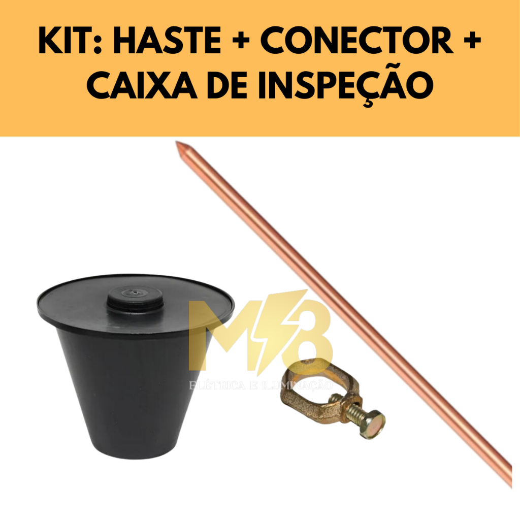 HASTE TERRA 10mm x1,2mt + CONECTOR E CAIXA DE  INSPEÇÃO CONICA em Oferta na Shopee