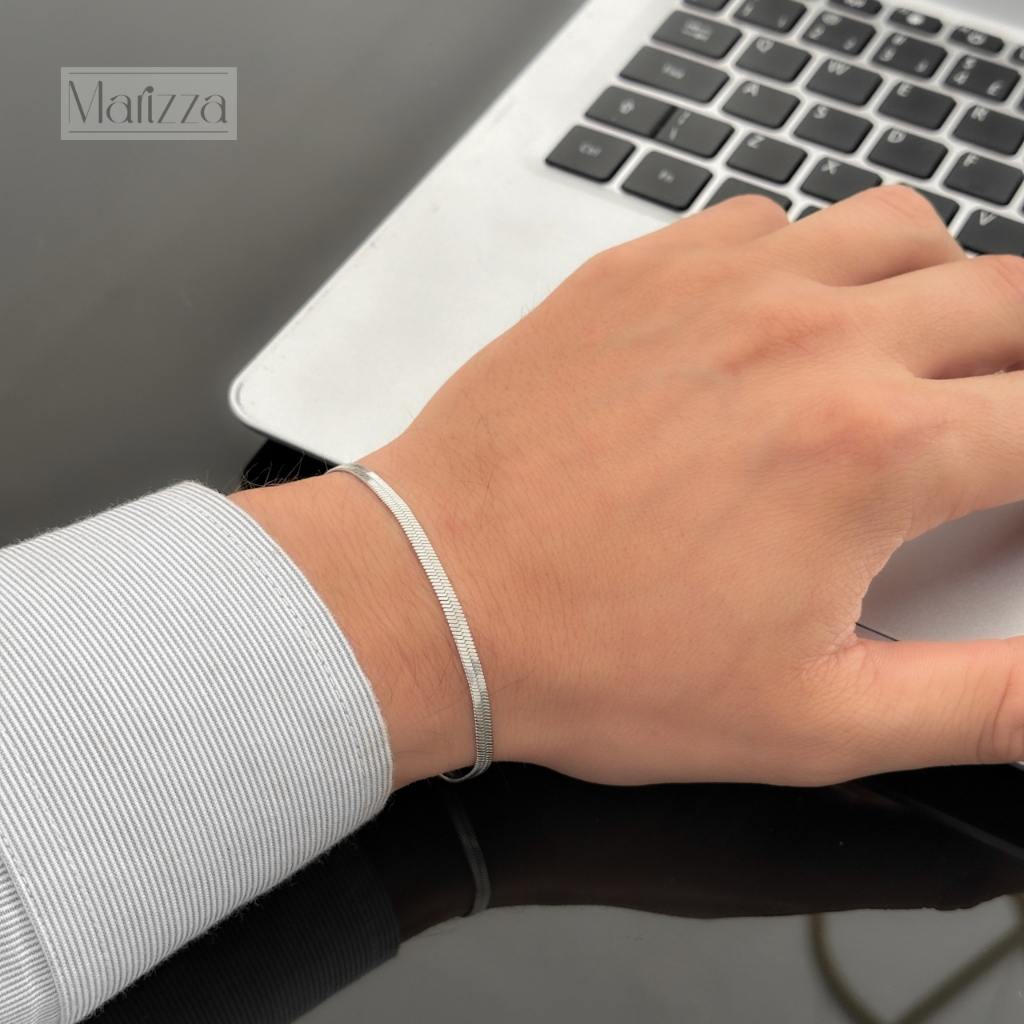 Pulseira Masculina Malha Fina Prata Aço Inoxidável em Oferta na Shopee