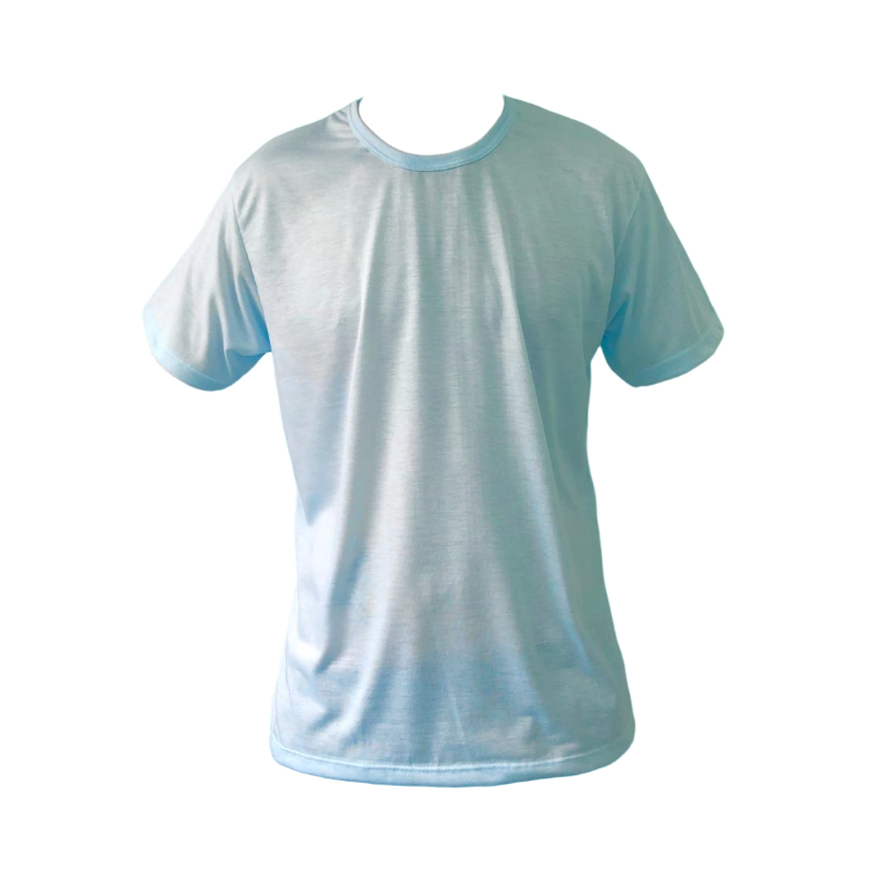 Camiseta AZUL CLARO 100% poliéster camisa masculina para sublimação em Oferta na Shopee