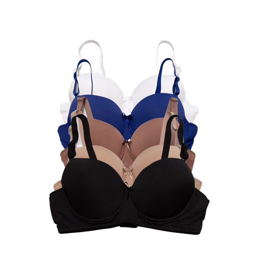 Kit 5 Sutiã Com Bojo Plus Size Reforçado Alça Larga