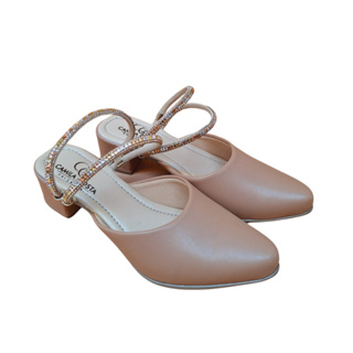 Mule Social 2 em 1 Feminino Femininas Scarpin Salto Medio Baixo Manta brilhante  Confort  Nude 060 em Oferta na Shopee
