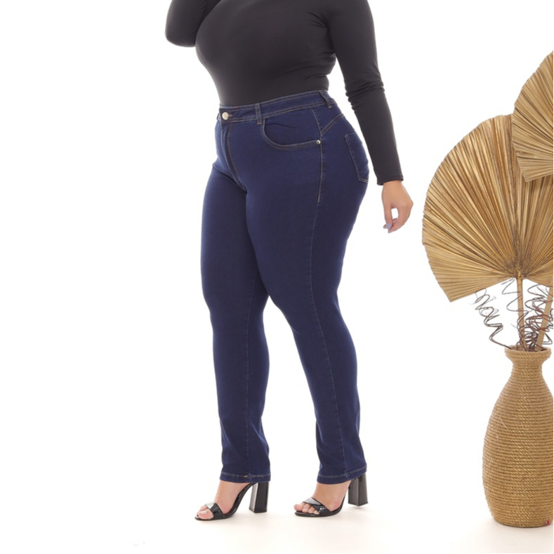 Calça Jeans Plus Size Skinny Feminina Lavagem Escura Versátil e de Alta Qualidade e Conforto em Oferta na Shopee