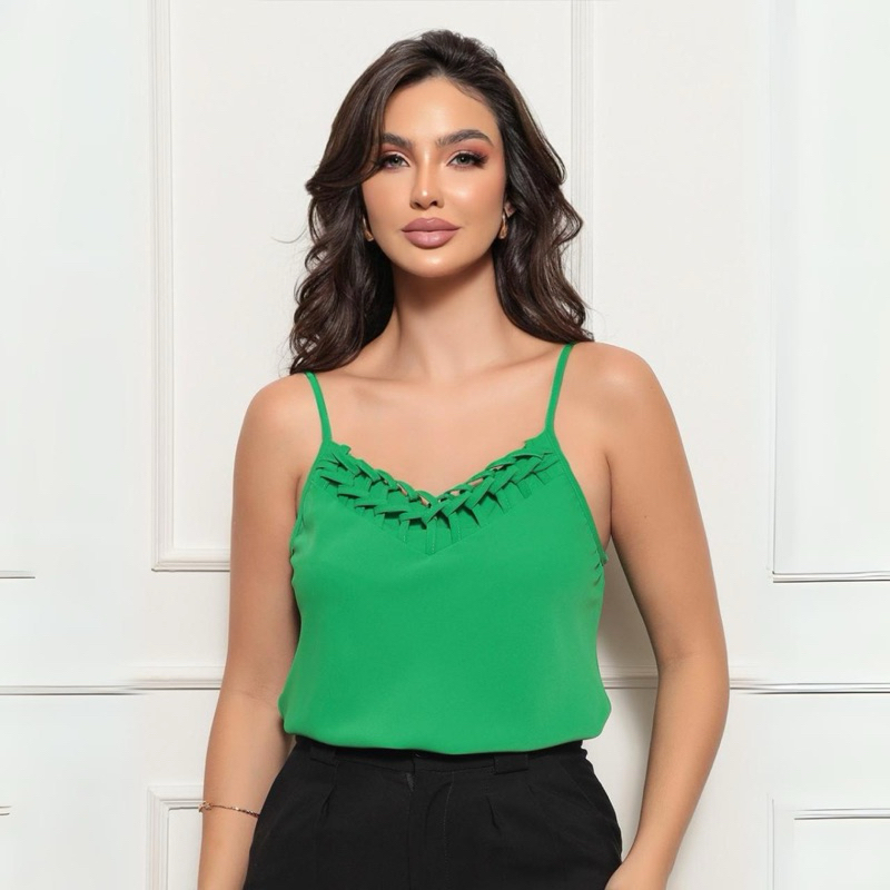 Blusa feminina Social básica elegante blusinha soltinha de alcinhas reguláveis, estilosa confortável