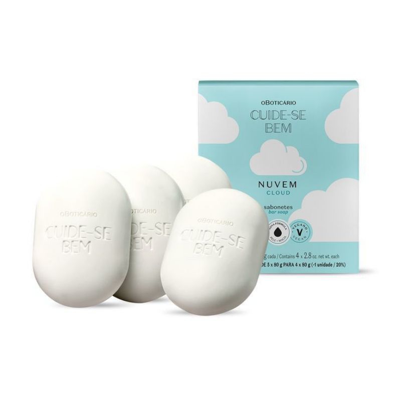 RARIDADE SABONETE EM BARRA NUVEM 4 UNIDADES DE 80 G CADA