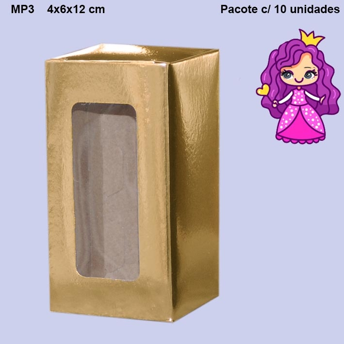 Embalagem MP3 em papel laminado nas Cores Kraft, Vermelho, Rose Gold, Prata, Ouro - 04x06x12 cm - Pacote com 10 unidades