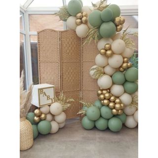 Lindo Kit Arco 25 Balões Marfin 9 + 25 Balões Militar 9 + 25 Balões Cromados Dourado 5 + Fita 5 mts em Oferta na Shopee