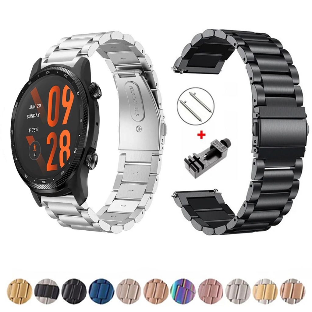 Pulseira de 22mm Metal Elos de aço inox para Ticwatch Pro 3 Ultra de Engate Rapido