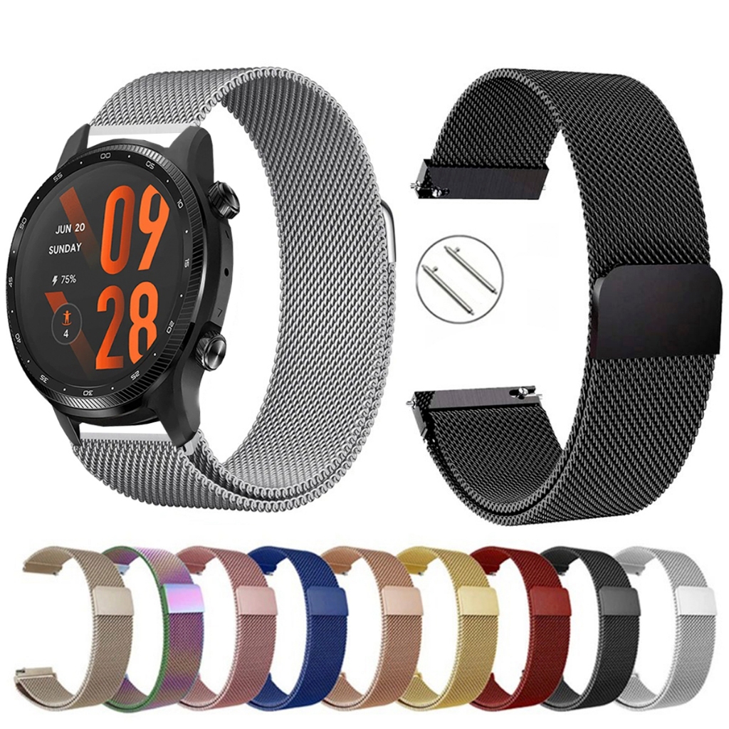 Pulseira de 22mm milanesa aço inox para Ticwatch Pro 3 Ultra de Engate Rapido