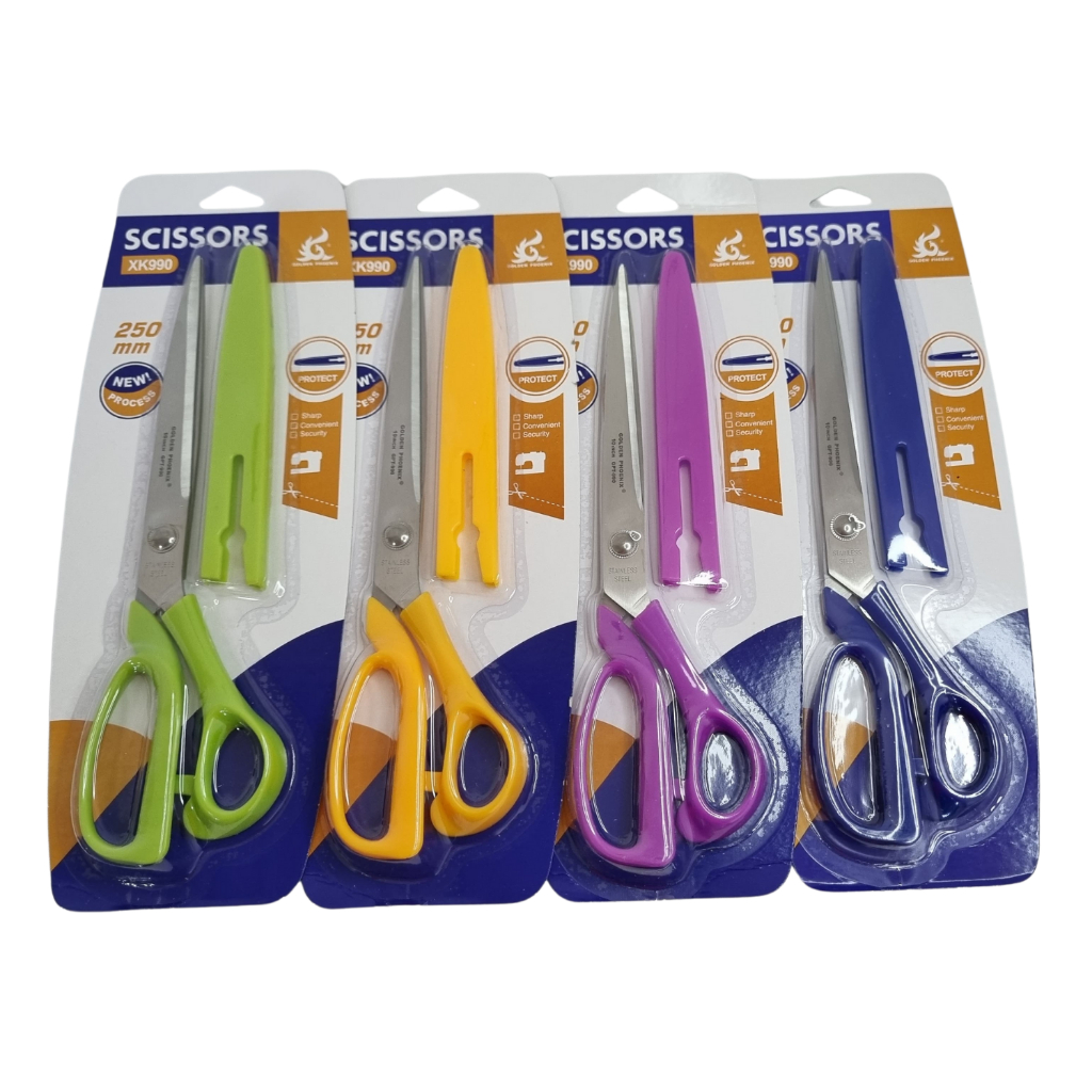 Tesoura Scissors profissional multiuso com capinha 250mm para corte de tecido/papel/plástico/borracha/espuma e etc