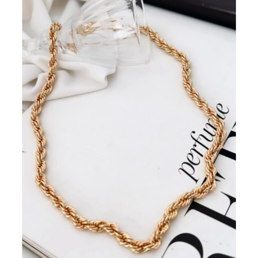 Cordão Choker Corrente Colar Folheado a Ouro Cordão Baiano M choker com extensor