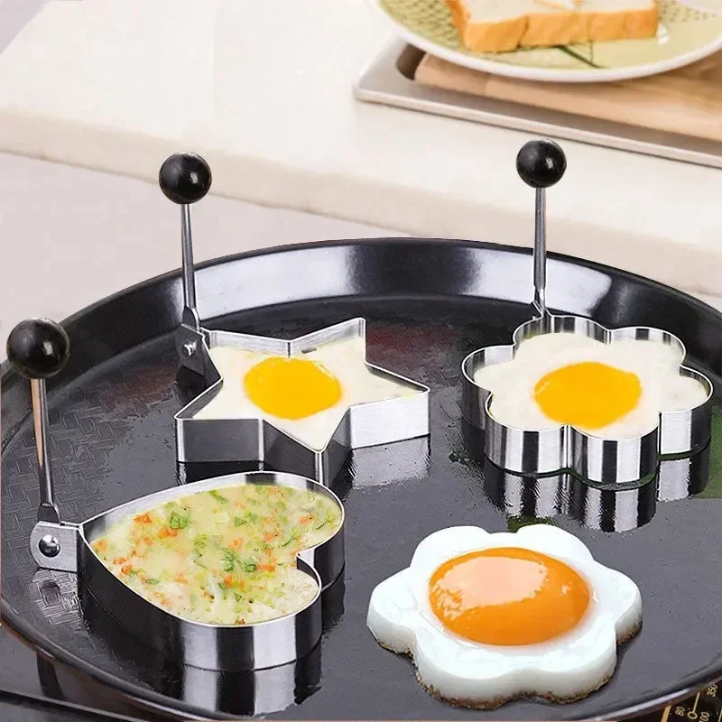 Forma Aço Inox Molde Fritar Ovos Omelete Hamburguer, amor, flor de ameixa, trevo em Oferta na Shopee