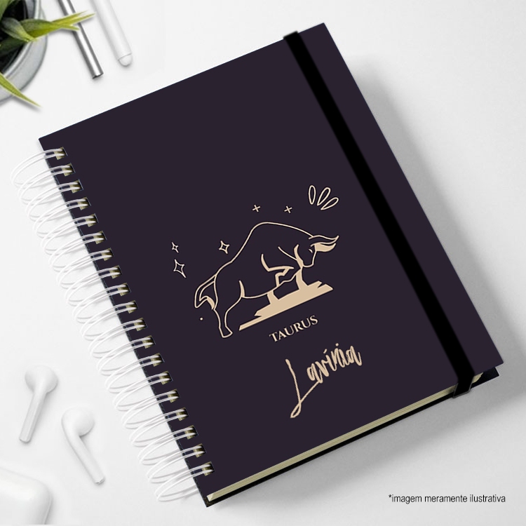 agenda preta signos tauro 2026 taurus signos zodiaco alame e elastico capa dura