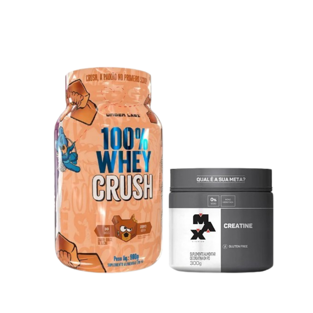 Kit Whey Crush 100% 900g  Under Labz Gourmet + 1x Creatina Monohidratada Max Titanium 300g