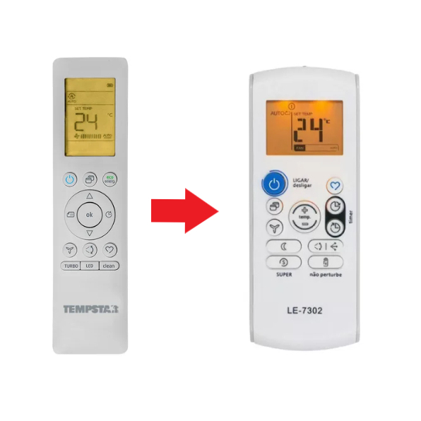 Controle Remoto Para Ar Condicionado Tempstar  Split Springer Midea RG10A(B2S)/BGEF / Comfee RG57 com pilhas