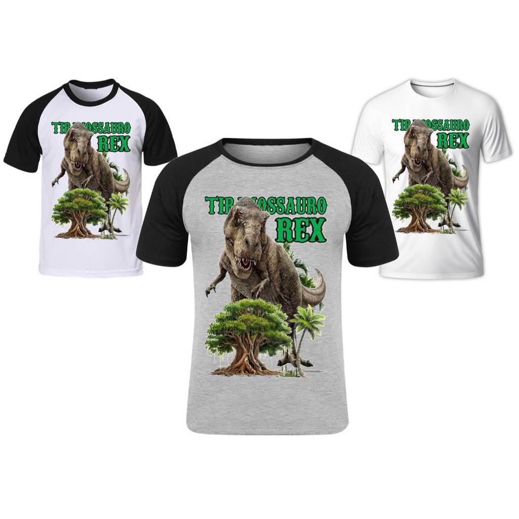 Camiseta Dinossauro Tiranossauro Rex T Rex Adulto infantil Trex Dinossauros Camisa