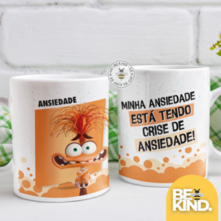 Caneca de Porcelana Personalizada Divertida Mente 2 Emoções | be kind.