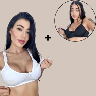 Kit com 2 unidades de Sutiã Amamentação Alça Abre Fácil Reforçada Microfibra Gestante Grávida. em Oferta na Shopee