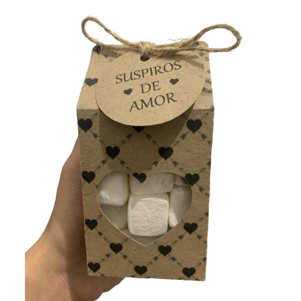 Caixinha com Visor + Tag Personalizada em Papel Kraft Lembrancinha para Casamento, Aniversário, Batizado e Chá de Bebê