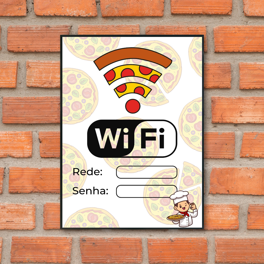 Quadro Wifi Internet Pizza Pizzaria Restaurante 20x28cm