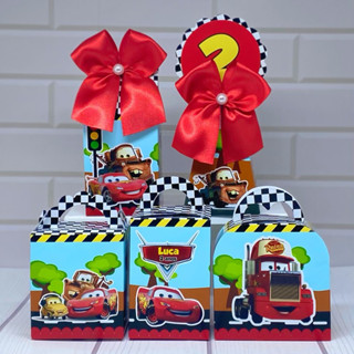 Kit caixas personalizadas no tema Carros Relâmpago Mcqueen para decoração de festas e lembrancinhas em Oferta na Shopee