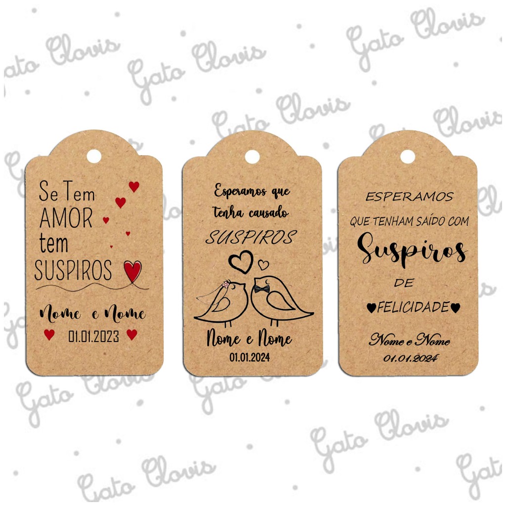 Tag Kraft Casamento Suspiros - lembrançinha -personalizavel