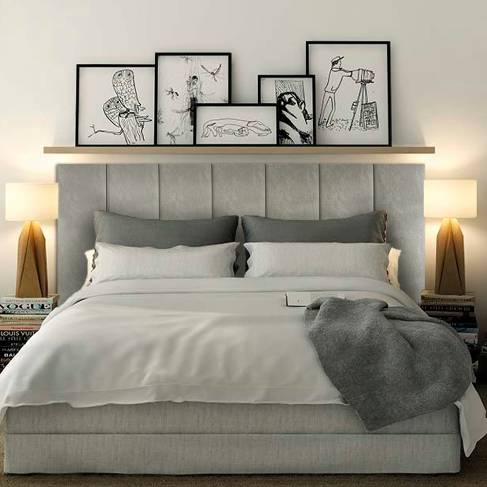 Placa de Cabeceira em Tiras Completa Kit Para Cama de Casal com 7pçs 1,40m x 45cm - Pronta Entrega