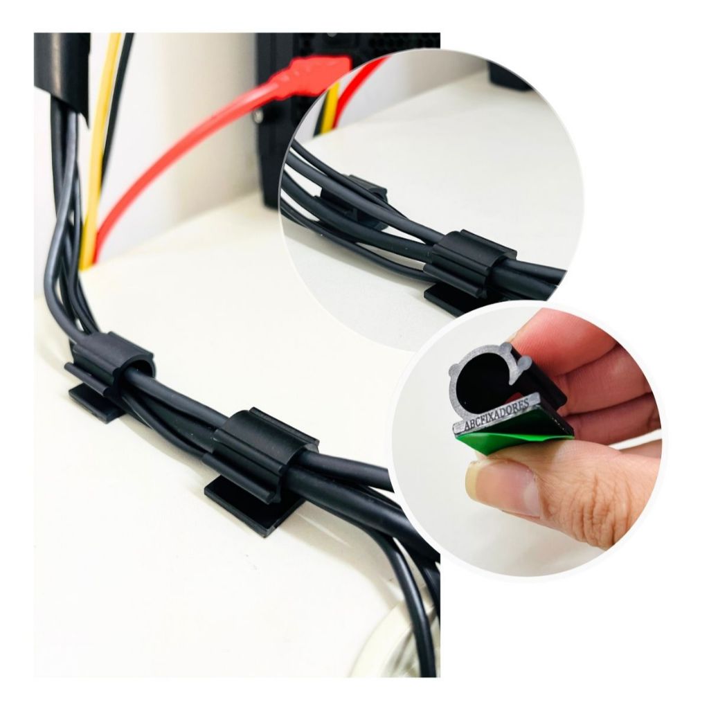 Organizador De Fios e Cabos Premium auto adesivo