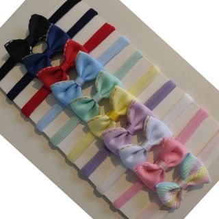 kit 10 Laços de cabelo para Bebê Gravata Simples Jeans na meia de seda em Oferta na Shopee