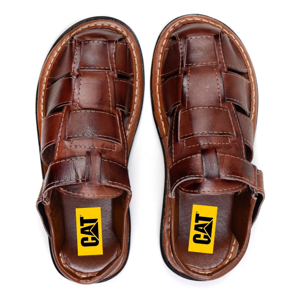 Sandalia classica em couro legitimo confort masculino adulto