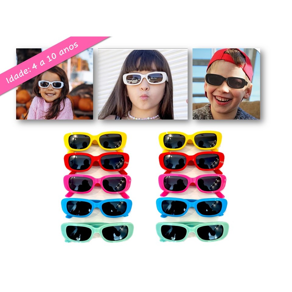 Kit 10 Óculos Retro Infantil Festa Aniversário Criança UV400
