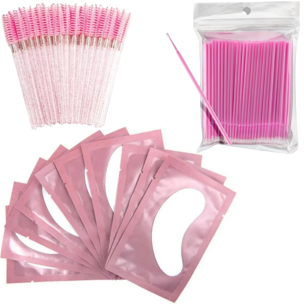 100 Escovinhas 100 Microbrush 100 Protetor Pálpebra Cílios