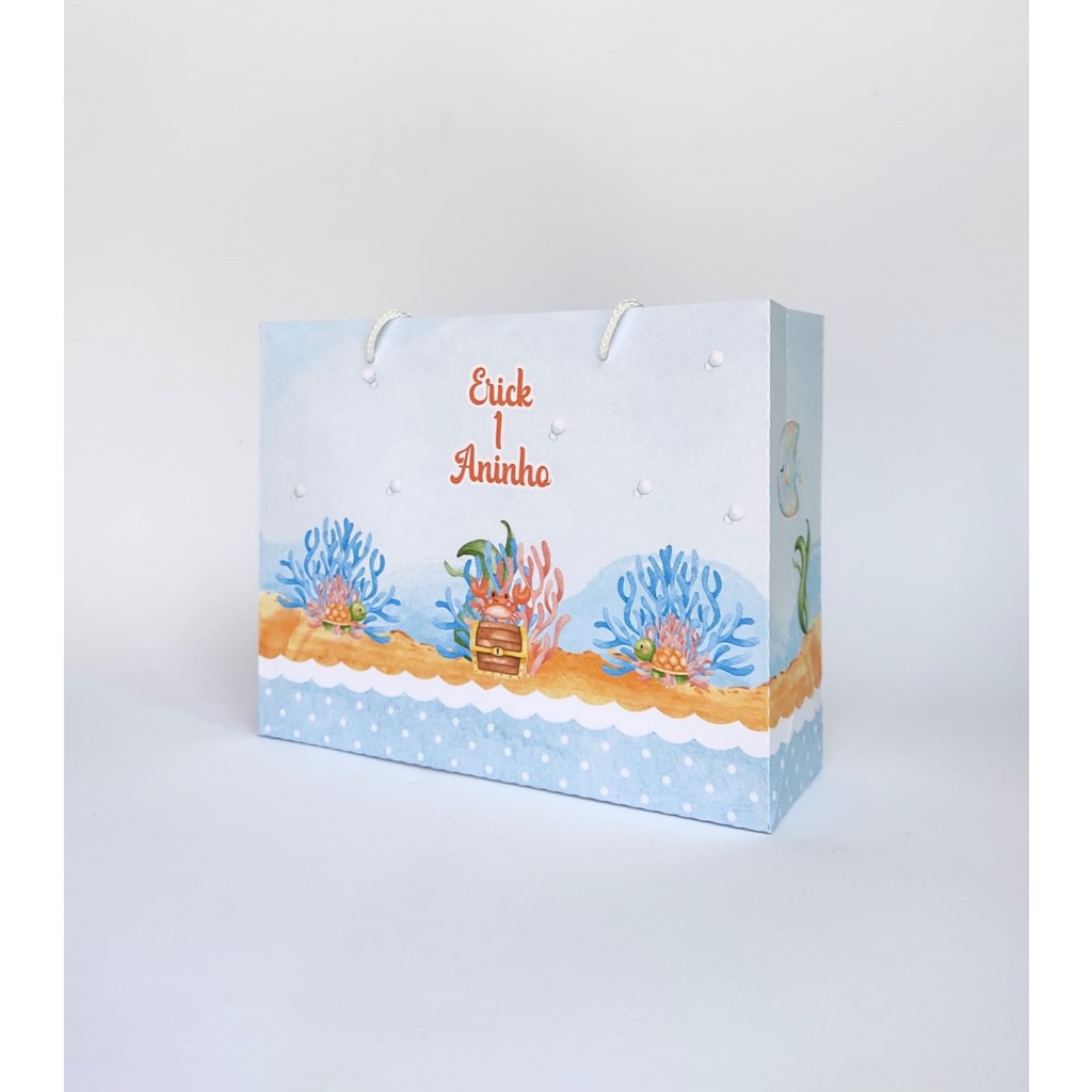 Sacolinhas Personalizadas tema Fundo do Mar Menino - Lembrancinhas  - Aniversário - Sacolinhas