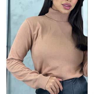 Blusa de Frio Feminina CACHARREL Gola Alta Trico Modal Manga Longa Moda Inverno 2026 trabalho preta. em Oferta na Shopee