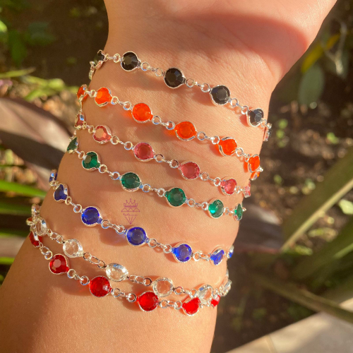 pulseira pingo rosa folheado a prata 925