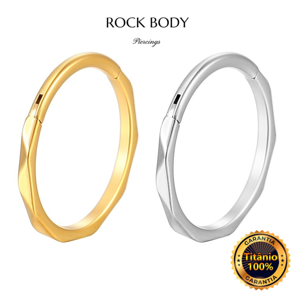 Piercing Orelha Nariz Argola Clik Titânio Pvd Detalhada Piercing Nariz Dourado Piercing Helix Titânio Piercing Nostril