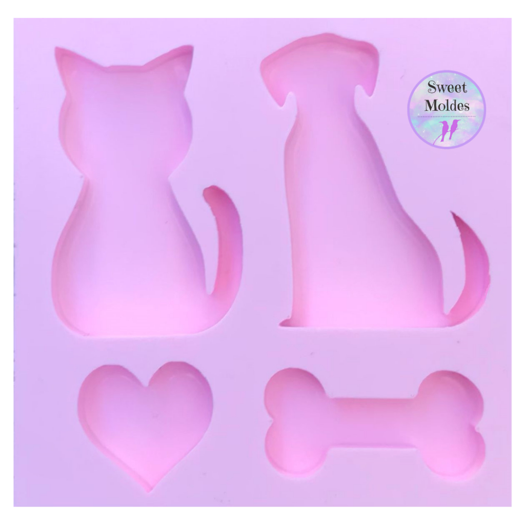 Molde de silicone Pets pingente gato cachorro osso coração