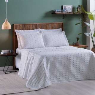 Cobre Leito 3 Peças CASAL Percal 200 Fios Decor Dupla Face em Oferta na Shopee