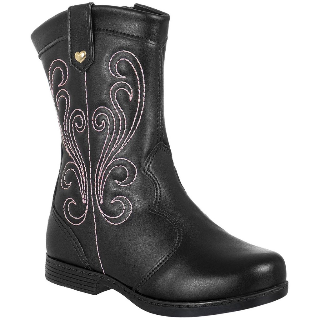 Bota Texana Menina Feminina Infantil Bebê Confortável Moda Atual Saltinho Baixa Médio Cano Longo Country - Baby & Kids Fashion