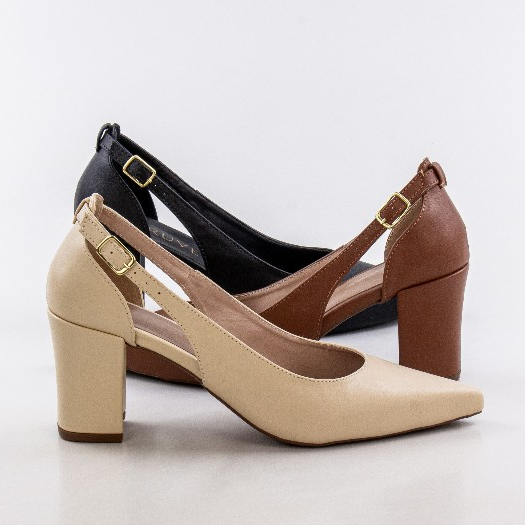 Scarpin Confort Recorte Traseiro com fivela