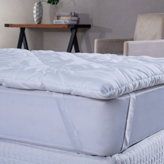 Pillow top solteiro protetor de colchão micropercal 400 fios branco em Oferta na Shopee
