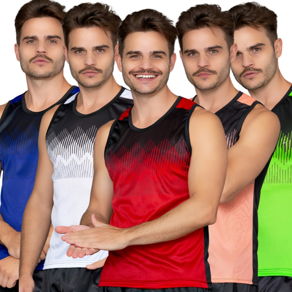 KIT 5 Regatas Camisas Masculinas DRYFIT Colorida Para Academia em Oferta na Shopee