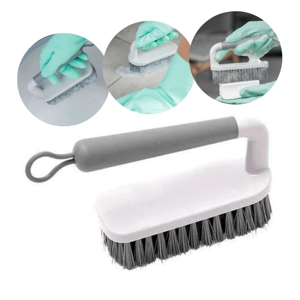 Escova Mini Vassoura Bege OU Flow Limpeza Multiuso com Cabo Piso Lavanderia e Cozinha - Home & Living